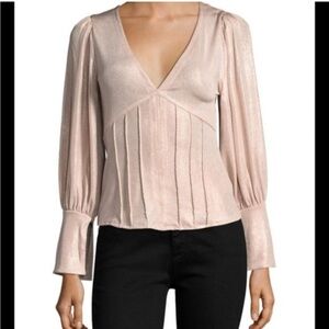 Free People Killer Queen Pleated Romantic V-Neck Top Holiday Party size Medium